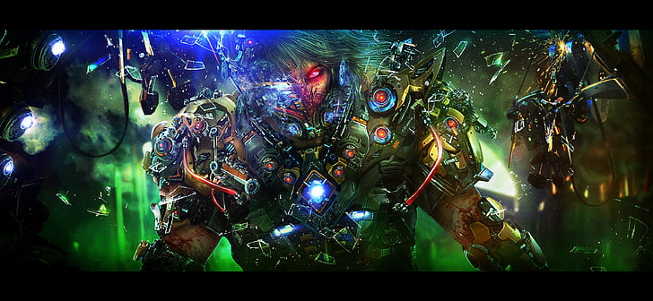 Cybersoldat, Cyborgillustration, Kunst, Fantasie, Gesicht, Ansicht, Cyborg, Cybersoldat, HD-Hintergrundbild