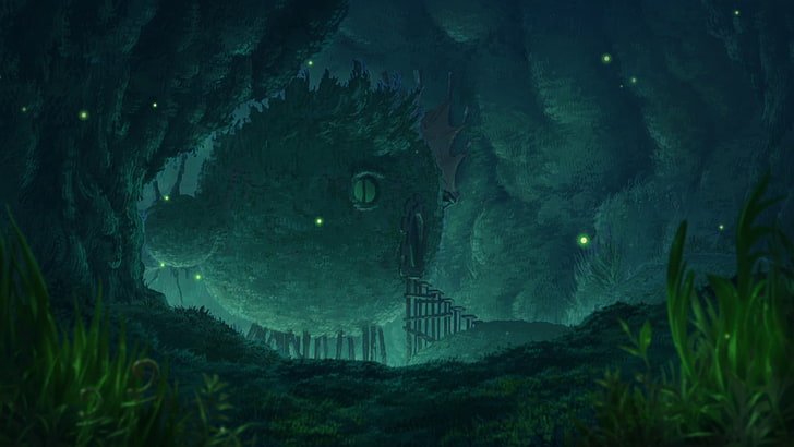 brązowy dom z balami w jaskini ilustracja, środowisko, jaskinia, Made in Abyss, anime, Tapety HD