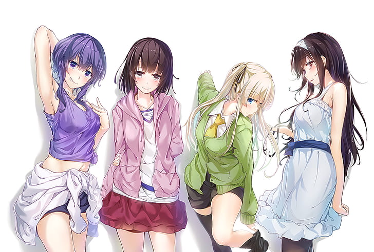Saenai Heroine no Sodatekata, Anime-Mädchen, Sawamura Eriri Spencer, Kasumigaoka Utaha, Katou Megumi, Hyoudou Michiru, Anime, HD-Hintergrundbild