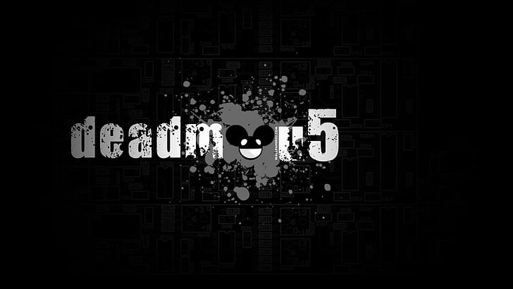 deadmau5, музыка, черный, монохромный, цифровое искусство, черный фон, HD обои