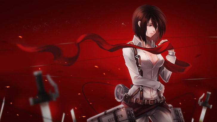 금발 여성 애니메이션 캐릭터 벽지, Shingeki no Kyojin, Mikasa Ackerman, 애니메이션, 애니메이션 소녀들, HD 배경 화면