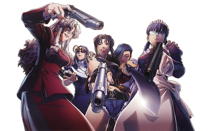 Lagoa Negra, Revy, arma, Balalaica, Shenhua, Eda, Roberta, garotas de anime, pistola, grupo de mulheres, HD papel de parede