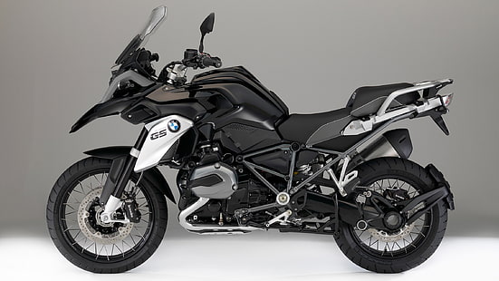 черно-серый спортивный мотоцикл, мотоцикл, BMW GS 1200, BMW R1200 GS, Triple Black, HD обои HD wallpaper