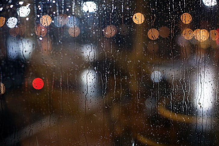 clear glass window pane, glass, background, rain, HD wallpaper