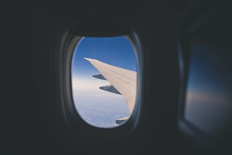 самолет, окно, небо, HD обои HD wallpaper
