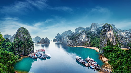 Ha long bay bay im nordosten vietnams weltkulturerbe der unesco landschaft wallpaer hd 4978 x 2800, HD-Hintergrundbild HD wallpaper