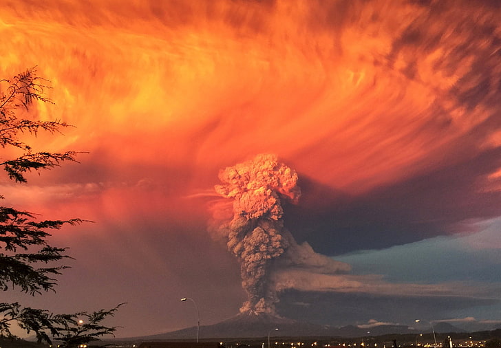 volcano eruption, nature, clouds, smoke, volcano, eruptions, HD wallpaper
