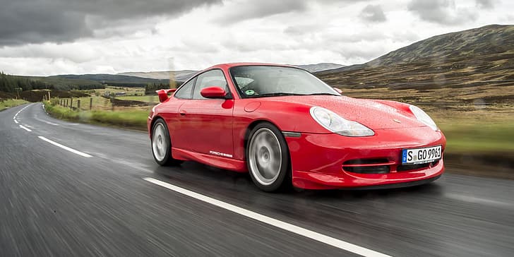 Red, Rain, Moisture, Sports car, Porsche 996 GT3, German Car, HD wallpaper
