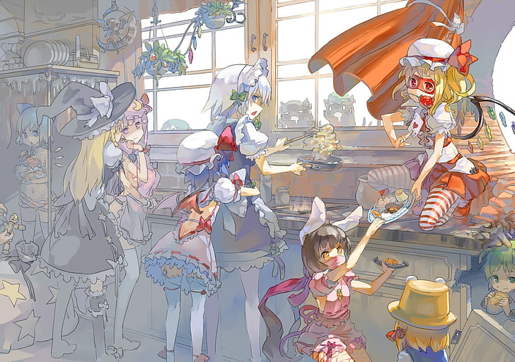 gadis anime, Pixiv, Izayoi Sakuya, Touhou, Wallpaper HD