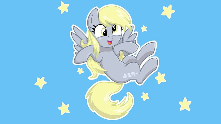 иллюстрация серого и желтого пони, My Little Pony, Derpy, фэнтези-арт, HD обои