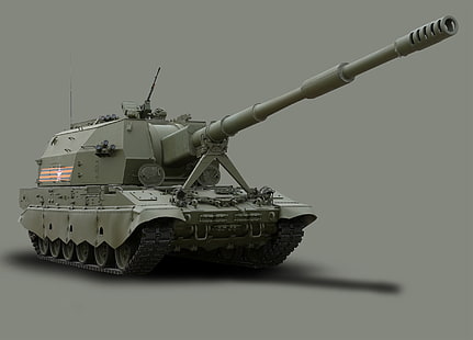 grå stridsvagn, St. George-band, 9 maj, rustning, sau, Rysslands väpnade styrkor, självgående artilleri, väpnade styrkor, segerparad, självgående haubits, koalition-SV, 2С35, HD tapet HD wallpaper