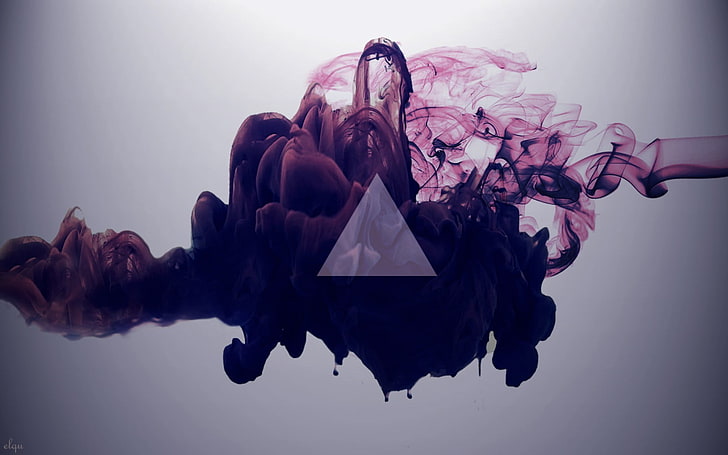 maroon smoke illustration, triangle, smoke, digital art, HD wallpaper