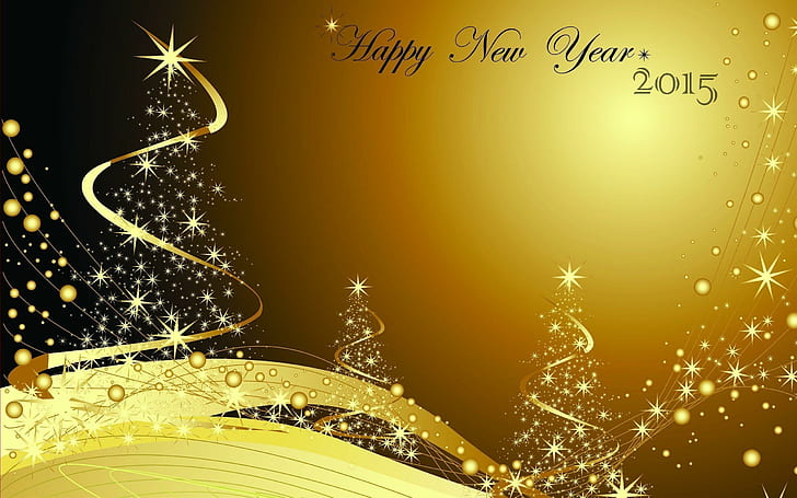 Happy New Year Golden Backgrounds 2015, new year 2015, new year, 2015, backgrounds, golden, HD wallpaper