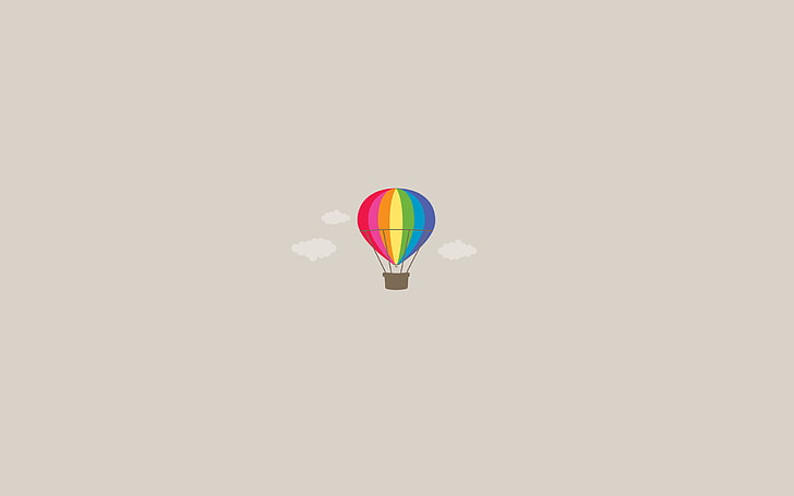 воздушный шар, цветной, минималистичный, радуга, HD обои