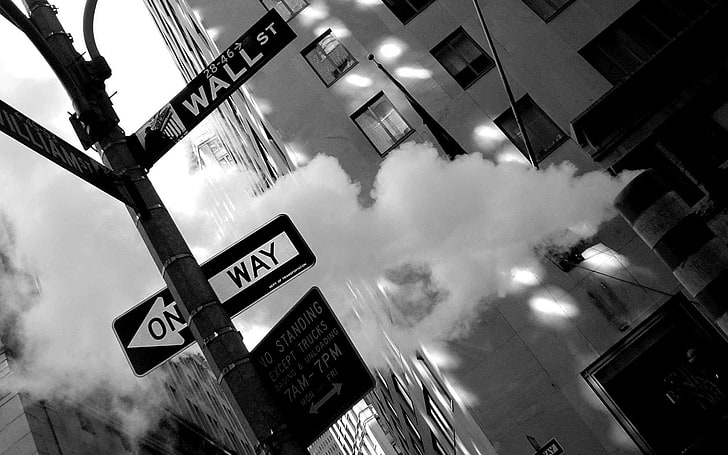 one way signage, the city, photo, background, Wallpaper, street, black and white, New York, Manhattan, City, picture, the, Wall Street, HD wallpaper