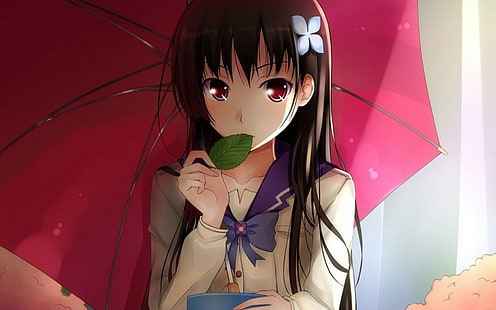 Sanka Rea, Sankarea, flower in hair, anime girls, anime, schoolgirl, HD wallpaper HD wallpaper