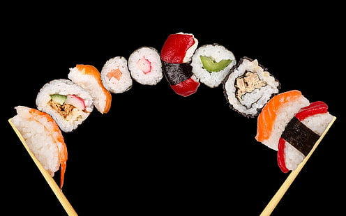 asiatique, poisson, nourriture, japon, japonais, oriental, fruits de mer, sushi, Fond d'écran HD HD wallpaper