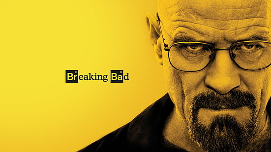 Breaking Bad, Breaking Bad, Walter White, Bryan Cranston, gelber Hintergrund, Austin Yellow, Pause, Fernsehen, Fernsehserie, HD-Hintergrundbild HD wallpaper