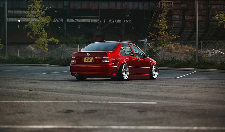 rote Limousine, rot, Tuning, Volkswagen, Jetta, MK4, HD-Hintergrundbild