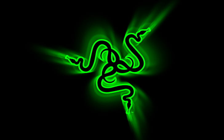Razer Logo, gaming, hardware, background, green, black, HD wallpaper
