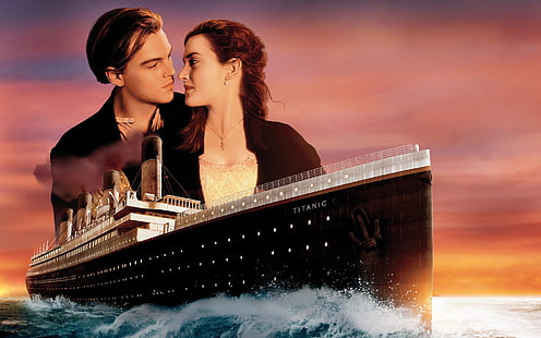 Титаник Леонардо Ди Каприо и Кейт Уинслет, Кино, Титаник, Кейт Уинслет, Леонардо Ди Каприо, HD обои HD wallpaper