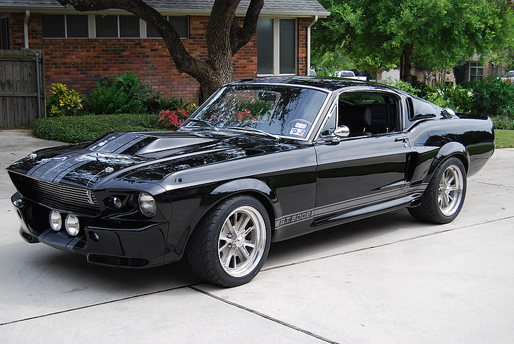 black Ford Mustang coupe, Shelby, GT500, Ford Mustang, HD wallpaper