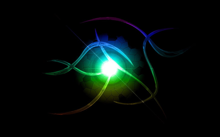 green light illustration, circle, light, neon, glitter, HD wallpaper