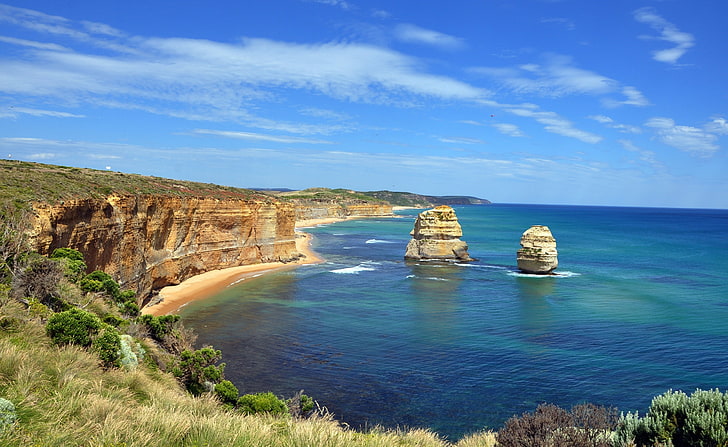 Sea Landscape In Australia, seashore near rock formation, Nature, Beach, Landscape, Australia, HD wallpaper