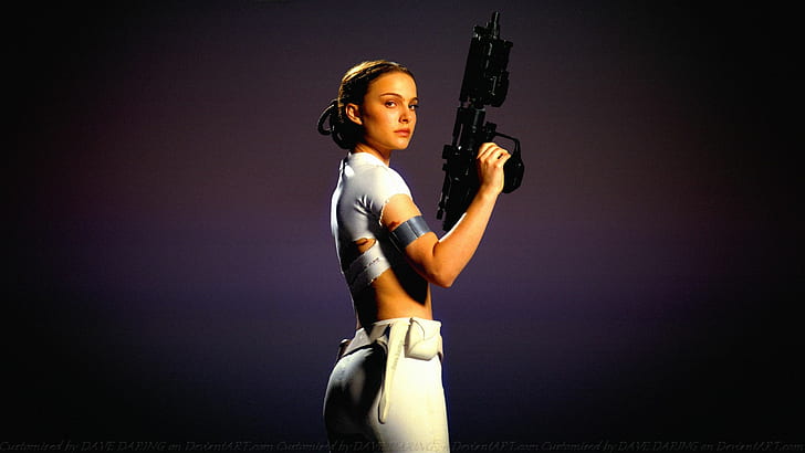 Frau mit schwarzem Sturmgewehr, Natalie Portman, Padmé Amidala, Star Wars, HD-Hintergrundbild