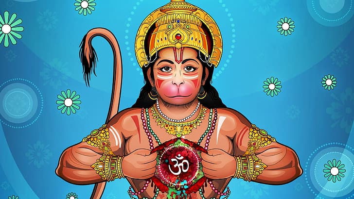 Divinità indù, Lord Hanuman, Jai Shree Ram, India, Sfondo HD