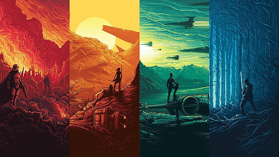 collage, Star Wars: Episode VII - The Force Awakens, HD tapet HD wallpaper