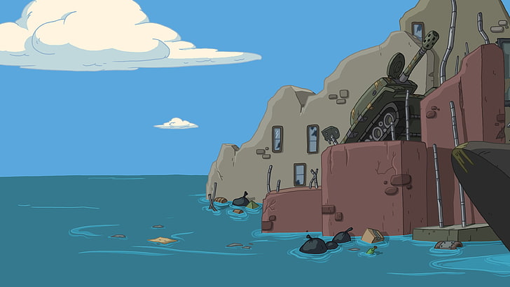 illustration de la mer, Adventure Time, dessin animé, Fond d'écran HD