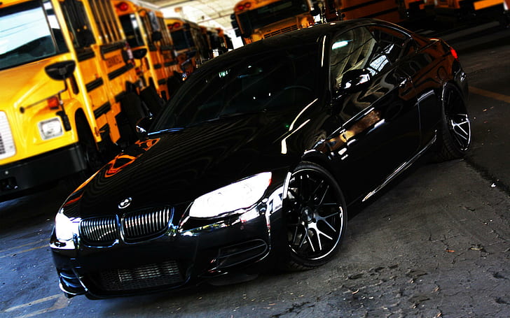 BMW E92 335i, black coupe, 335i, cars, HD wallpaper