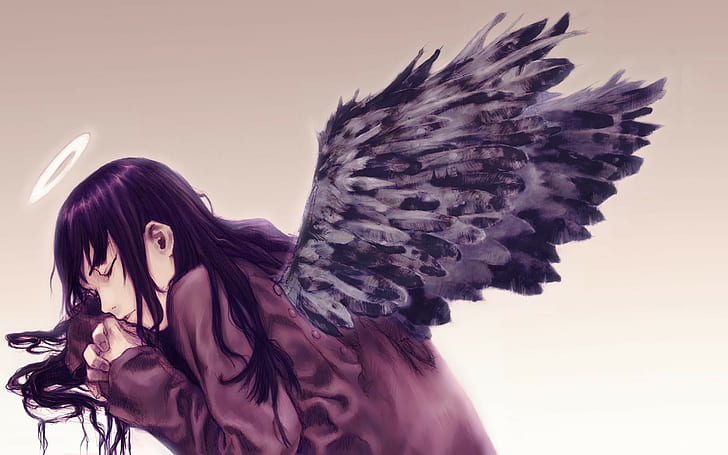 Anime, Anime Girls, Engel, Dämon, Engelsflügel, Flügel, lange Haare, HD-Hintergrundbild