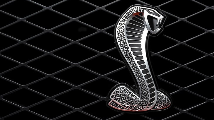 эмблема кобры, суперкар, Ford Mustang Shelby, логотип, змея, кобра, черный фон, бриллианты, линии, HD обои