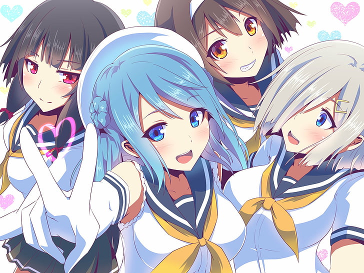 Anime, Kantai-Sammlung, Hamakaze (Kancolle), Isokaze (Kancolle), Tanikaze (Kancolle), Urakaze (Kancolle), HD-Hintergrundbild