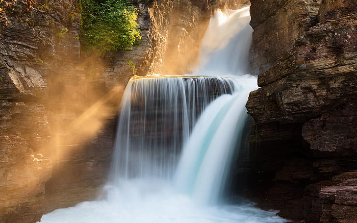 St. Mary Falls, Parque Nacional das Geleiras, Montana, EUA, St, Mary, Cataratas, Geleira, Nacional, Parque, Montana, EUA, HD papel de parede