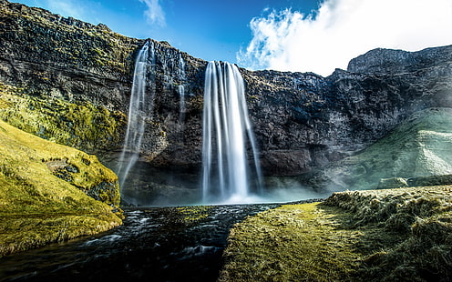 Водопади Seljalandsfoss Исландия, Водопади, Исландия, Seljalandsfoss, HD тапет HD wallpaper