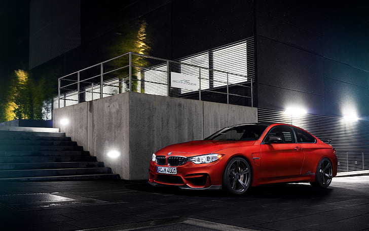 2014 BMW M4 Coupe F82, оранжевый автомобиль, 2014, BMW, Coupe, Orange, Автомобиль, HD обои
