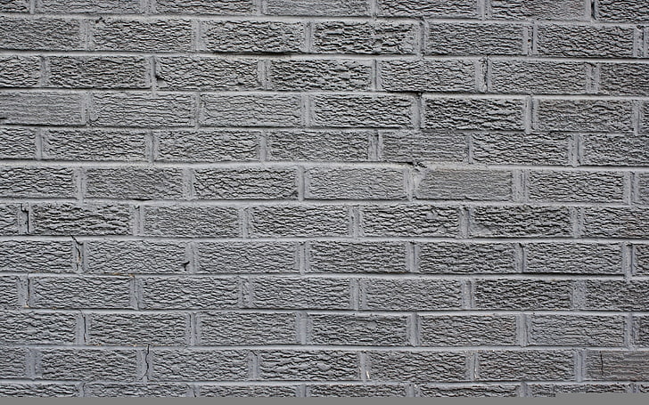 灰色のレンガの壁、壁、パターン、灰色、レンガ、 HDデスクトップの壁紙
