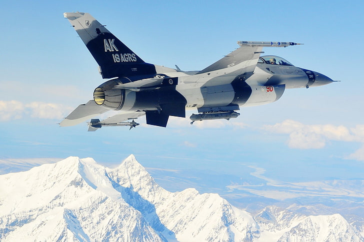 pegunungan, pesawat tempur, penerbangan, F-16, Fighting Falcon, multiguna, 