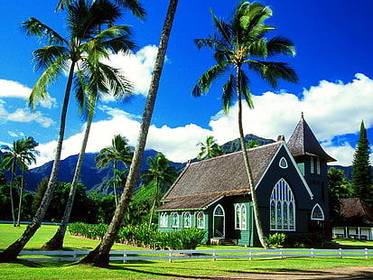 Waioli Huiia Church Hawaii、Hawaii、Church、Waioli、Huiia、 HDデスクトップの壁紙 HD wallpaper