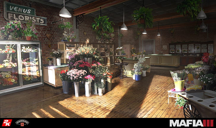 flowers, the room, showcase, Mafia III, flower shop, HD wallpaper