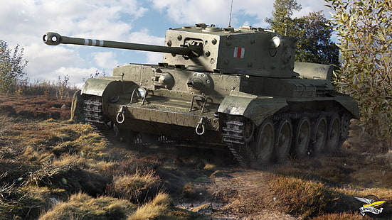 panzer gris, herbe, réservoir, les buissons, britannique, moyenne, World of Tanks, Cromwell, Fond d'écran HD HD wallpaper