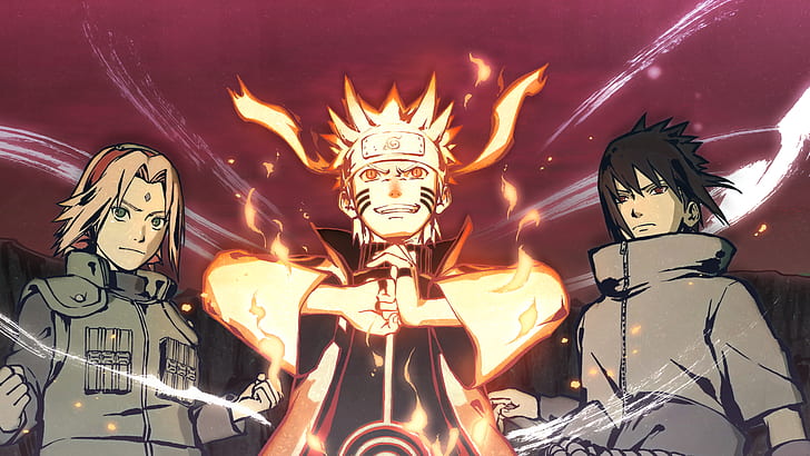 Videospiel, Naruto Shippuden: Ultimativer Ninja-Sturm 4, Naruto Uzumaki, Sakura Haruno, Sasuke Uchiha, HD-Hintergrundbild