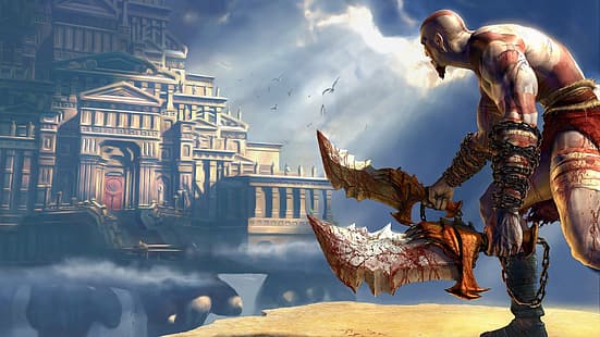 God of War III, Kratos, วีดีโอเกมส์, เพลย์สเตชั่น 4, เพลย์สเตชัน 3, วอลล์เปเปอร์ HD HD wallpaper