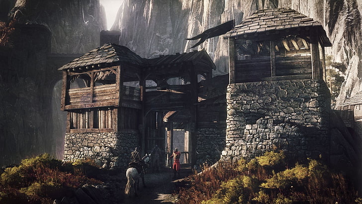цифров тапет за сграда от сив камък, The Witcher 3: Wild Hunt, The Witcher, видео игри, HD тапет