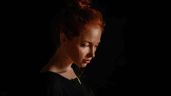 dark, redhead, portrait, face, Georgy Chernyadyev, women, model, Oksana Butovskaya, HD wallpaper
