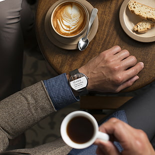 Café, Metall, Uhren, CES 2015, Bewertung, Moto 360, intelligente Uhren, Mann, Luxus, HD-Hintergrundbild HD wallpaper