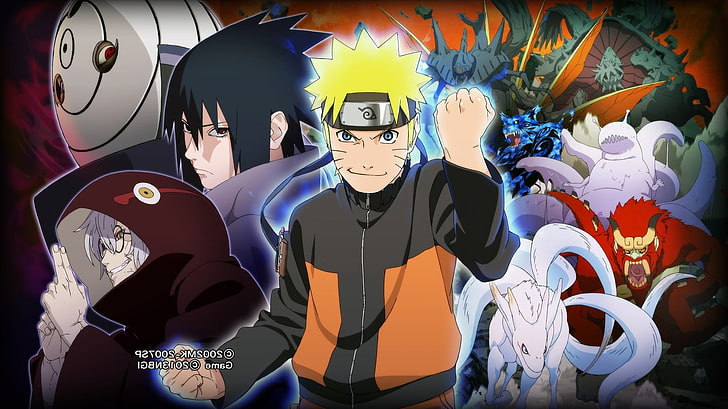 Bijuu, Naruto Shippuuden, Tobi, Uchiha Sasuke, Uzumaki Naruto, Yakushi Kabuto, Wallpaper HD